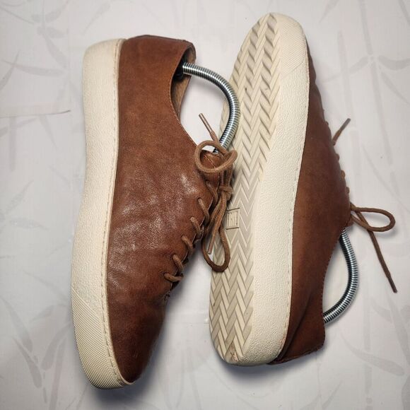 Frye Webster Leather Sneakers Low Cognac Lace Up Women Size 10M - Picture 6 of 10